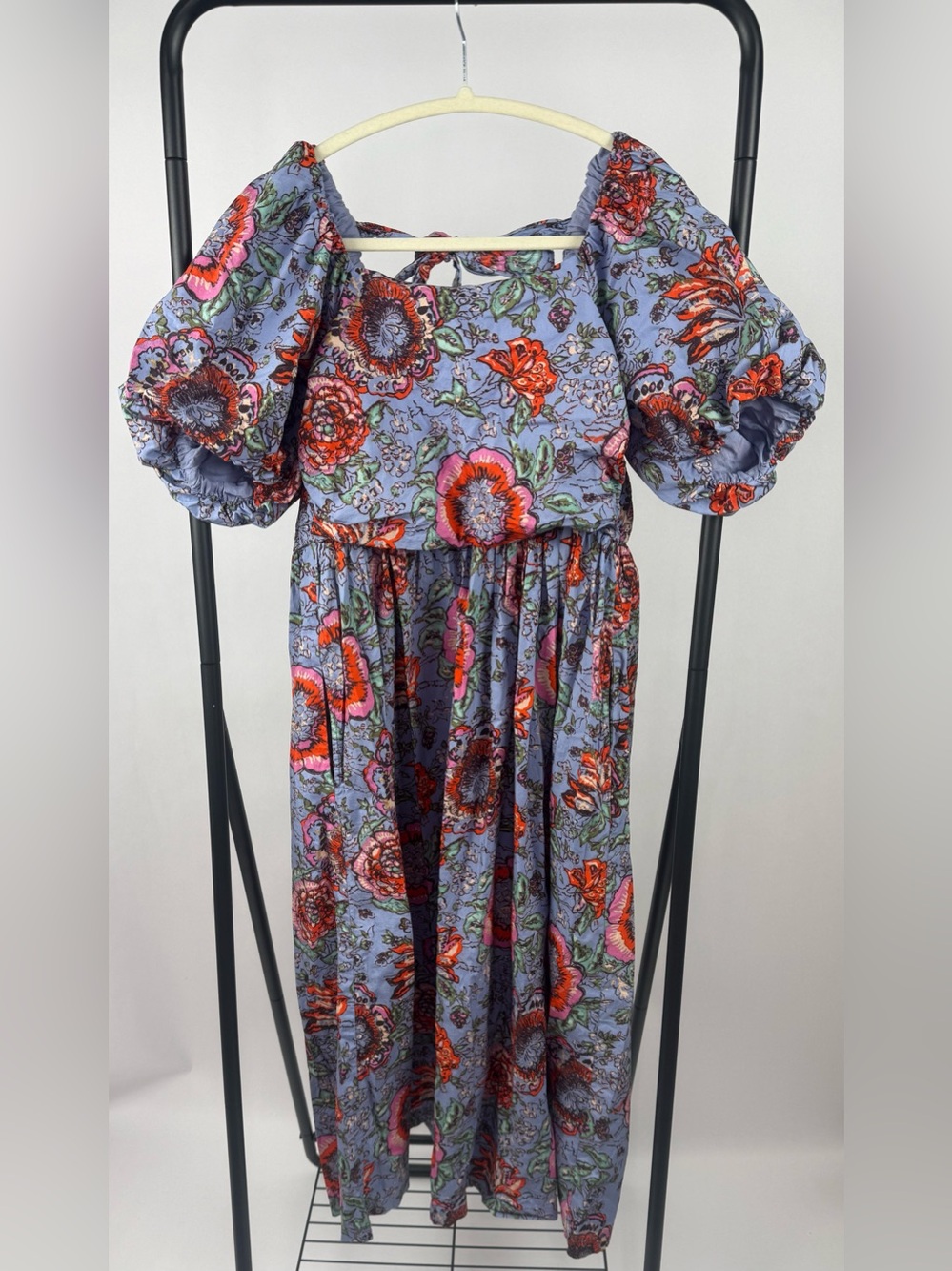 Cleobella Darlene Midi Dress S Manika Floral Puff Sleeve Cottagecore Romantic - Picture 4 of 7